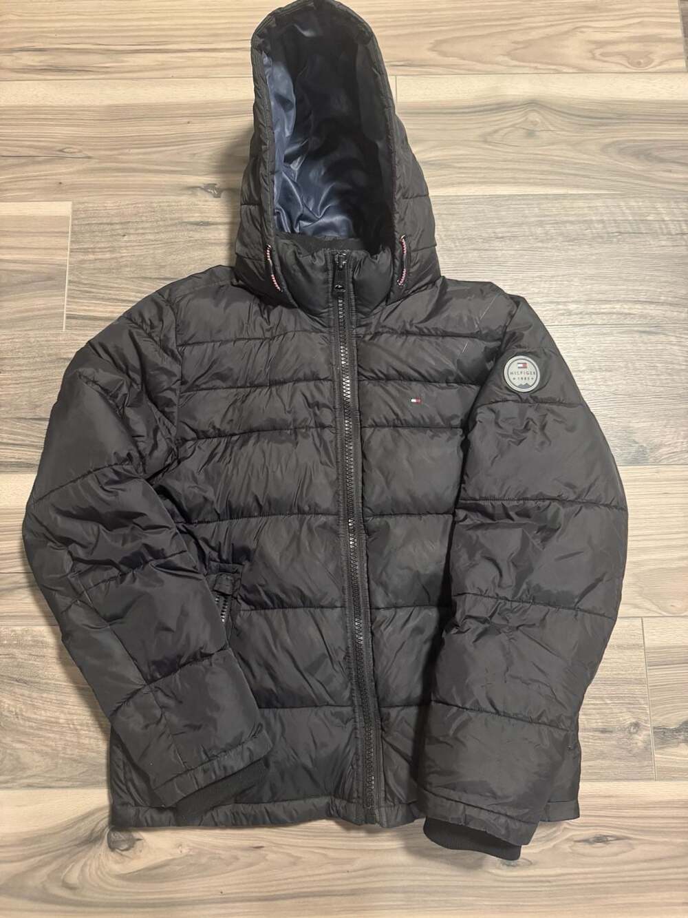 Tommy Hilfiger Men's Dark Blue Padded Full Zip Coat Jacket Size L - Picture 1 of 6